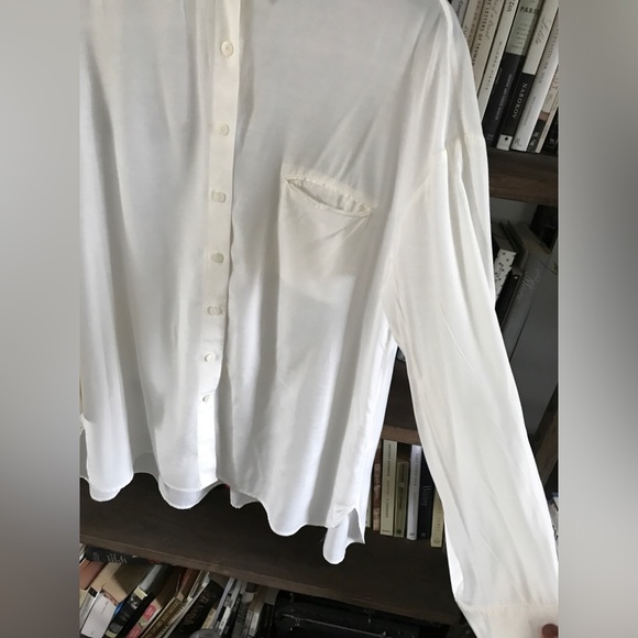 EUC Nap Loungewear White Dolphin Hem Oversized Collared Lounge Shirt M - Picture 5 of 16